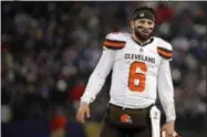  ?? CAROLYN KASTER — THE ASSOCIATED PRESS ?? The Browns’ Baker Mayfield, shown against the Ravens on Dec. 30, was the seventh-ranked quarterbac­k in the NFL in 2018, according to Bleacher Report.