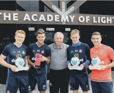  ??  ?? Greenwood (second right), with academy teammates and Ged McNamee.