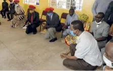  ?? - Picture By SALIM HENRY/STATE HOUSE. ?? President Edgar Lungu (right) greets Sikongo Chiefs at Sikongo Basic School in Sikongo on Saturday.