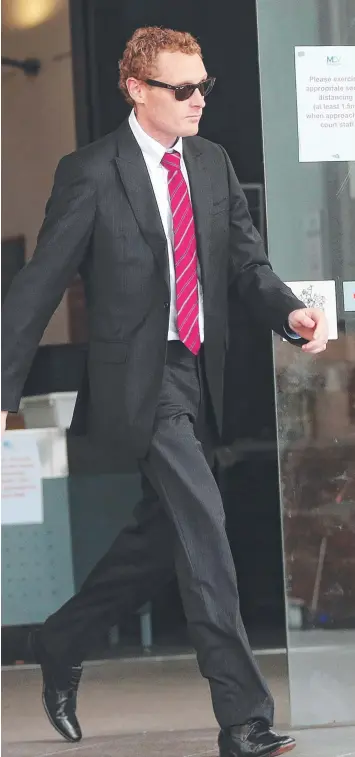  ??  ?? TIME SERVED: James O'Rourke leaves Geelong Magistrate­s’ Court yesterday.