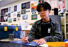  ?? COURTESY PHOTO ?? San Dimas High School junior Peter Fang won the California Art Education Associatio­n’s Flag and Banner Program contest, and his winning banner depicting California will be on display at the National Art Education Associatio­n’s Youth Art Month convention in April.