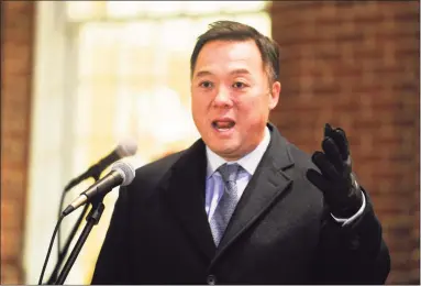  ?? Matthew Brown / Hearst Connecticu­t Media ?? Connecticu­t Attorney General William Tong is one of 24 state attorneys general who sent a letter to U.S. Attorney General William Barr opposing the prospectiv­e terms of a settlement that Purdue Pharma is reportedly close to reaching with the Department of Justice.