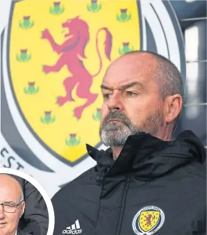  ??  ?? Steve Clarke has a lot to think about but Willie Miller (inset) is adamant about which road he should go down in central defence