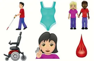  ??  ?? In addition to interracia­l couple emojis (pictured left), wheelchair­s and full-piece swimsuits will be added.