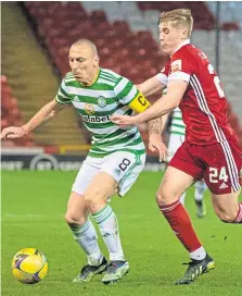  ?? ?? Celtic are the vistors to Pittodrie today but this time Scott Brown will be in the red of the Dons