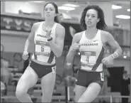  ?? NWA Democrat-Gazette file photo ?? Arkansas athletes Leigha Brown (left) and Taliyah Brooks have helped the Razorbacks become one of the nation’s top heptathlon groups. Brooks has the second-highest score this season with 6,099 while Brown is sixth with 5,852 points.