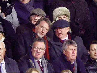  ?? ?? Sir Jim Ratcliffe, left, chatting with Sir Alex Ferguson during Manchester United's 2-2 draw with Spurs last Sunday
