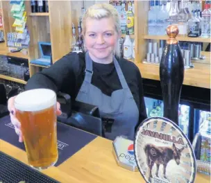  ??  ?? ●●Abi Brown at The Medicine Tap, one of eight venues on the first Great RochdALE Festival of Champions Ale Trail