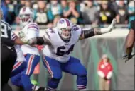  ?? THE ASSOCIATED PRESS ?? In this file photo, Buffalo Bills offensive guard Richie Incognito (64) sets up to block against the Jacksonvil­le Jaguars defensive during the second half of an NFL wildcard playoff football game, in Jacksonvil­le, Fla.