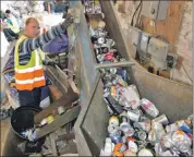  ??  ?? Peter Lang operating the can sorter at Kintyre Recycling in 2016.