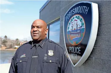  ?? OLIVIA FALCIGNO/SEACOASTON­LINE ?? Mark Newport is the Portsmouth Police Department’s 31st chief of police and first Black chief.