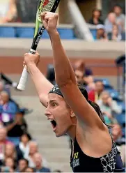  ?? REUTERS ?? Anastasija Sevastova, of Latvia, reacts after she beat Maria Sharapova during their fourth round match.