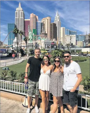  ?? PHOTO SUBMITTED ?? Leah Samson, second from right, and her husband Kyle Samson, along with Liam Dunlop and Jenna Vienneau, were on vacation in Las Vegas the night of the worst mass shooting in U.S. history.