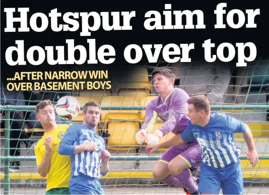  ??  ?? Caernarfon Town and Holyhead Hotspur do battle at the start of the season