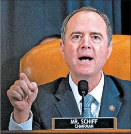  ?? ANDREW HARRER/GETTY-AFP ?? Rep. Adam Schiff, a federal prosecutor before he won his Burbank, California-based congressio­nal seat, has taken the role of lead inquisitor and public face of the probe.