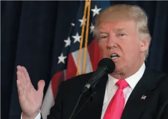  ?? AP PHOTO ?? Republican presidenti­al candidate Donald Trump speaks during a news conference at Trump National Doral on Wednesday in Doral, Fla.