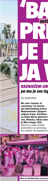  ??  ?? Miro je mladencima za prvi ples pjevao svoj hit ‘Noćas si lijepa, ljubavi’