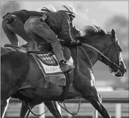  ?? BARBARA D. LIVINGSTON ?? Mubtaahij, training last Sunday, sheds blinkers in the Big Cap.