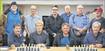  ??  ?? Clare Chess Club members are David Noon and Richard Landry, Lloyd Lombard, James Crombie, Norbert Jeddry, Richard Péloquin, John MacKinnon, Delbert Thimot, Jolyn Arcenaux, Andrew Eaton.