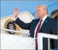  ?? AP/PABLO MARTINEZ MONSIVAIS ?? President Donald Trump arrives Sunday at the airport in Helsinki on the eve of his meeting with Russian President Vladimir Putin.