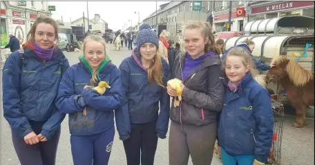  ??  ?? Girls in joyous mood after buying ducklings at the recent Listowel fair were Aodha Mulvihill,Moyvane,Aobha Quinn,Moyvane,Nicole Collins,Listowel,Anna Coolahan,Tarbert,and Aoife Fitzgerald,Moyvane.Photo Moss Joe Browne.