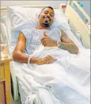  ?? PTI ?? Indian all-rounder Hardik Pandya recuperate­s after surgery in London on Saturday.