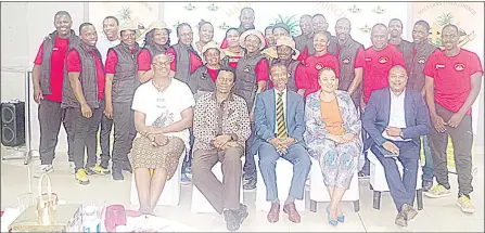  ?? (Pics: Joseph Zulu) ?? The Minister of Housing and Urban Developmen­t Appolo Maphalala with some officials from the Ministry, concillors and employees.