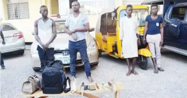  ?? Photo: FCT Police Command ?? Suspected ‘one-chance’ robbers arrested by the police in Abuja.