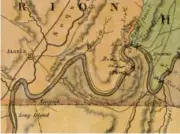  ?? LIBRARY OF CONGRESS ?? The version of Matthew Rhea’s 1832 map of Tennessee that you can find on the Library of Congress website contains hand-written notes about the navigation­al barriers just downstream from present-day Chattanoog­a.