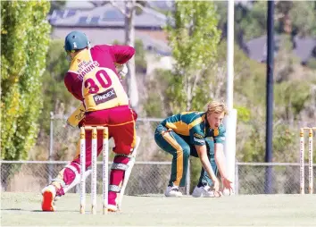  ?? ?? Aidan Phillips field off the batting of his own bowling in division one.