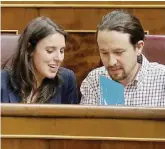  ?? Ansa ?? CompagniI due leader di Podemos, Pablo Iglesias e Irene Montero, sono conviventi: hanno acquistato una casa con piscina