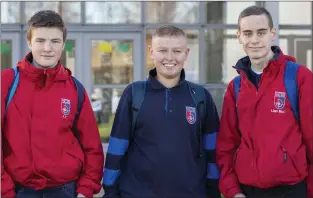  ??  ?? JP Clinton, Conor McSherry Lynch and Liam Mulligan, pupils at Ballymaken­ny College