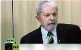  ??  ?? Lula fala à TV estatal russa, que destacou elogios a Putin e críticas ao vínculo dos atuais líderes latino-americanos aos EUA