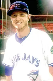  ?? SUBMITTED PHOTO ?? Ty Tice, a 2014 Prairie Grove graduate, attends UCA on a baseball scholarshi­p, and has been drafted by Major League Baseball’s Toronto Blue Jays. Tice has been assigned to the Blue Jays’ Bluefield, W. Va., minor league club. Through the first week of...