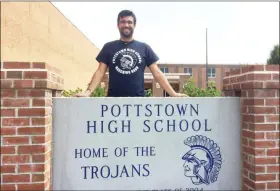  ?? EVAN BRANDT — MEDIANEWS GROUP ?? David Bonilla-Garcia’s new job as Pottstown High School band director is his first paid teaching job.