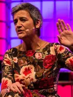  ??  ?? Commission­er Margrethe Vestager speaking at the Web Summit last week