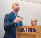  ?? EDDIE MOORE/JOURNAL ?? New Mexico Workforce Solutions Secretary Bill McCamley speaks alongside Gov. Michelle Lujan Grisham during a March 2020 news conference. McCamley was appointed in 2019.