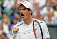  ?? – AP/PTI ?? CONFIDENT START: Britain’s Andy Murray celebrates a point against Kazakhstan’s Alexander Bublik during their first round match at the Wimbledon Championsh­ips in London on Monday.