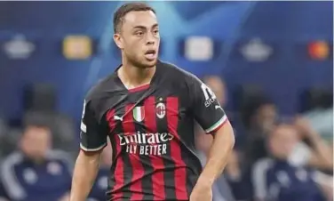  ?? File / Agence Feance-presse ?? ±
AC Milan’s Sergino Dest made his first appearance in the Italian League as a halftime substitute for Davide Calabria against Napoli on Sunday.