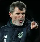  ??  ?? Ireland assistant manager Roy Keane calling the shots in the warm-up