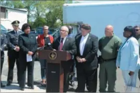  ?? TRENTONIAN FILE PHOTOS ?? Trenton Mayor Reed Gusciora speaks at a press conference Wednesday about a crackdown on illegal dumping in the city.