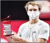  ?? (AP) ?? Germany’s Alexander Zverev holds the trophy after winning the ATP bett1HULKS Indoors tennis final against Canada’s Felix Auger-Aliassime in Cologne, Germany on
Oct 18.