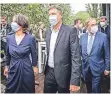  ?? FOTO: DPA ?? Annalena Baerbock, Robert Habeck, Armin Laschet und Markus Söder nach den Gesprächen.