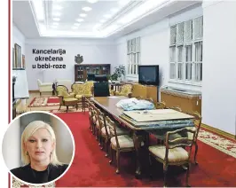  ??  ?? Kancelarij­a okrečena u bebi-roze