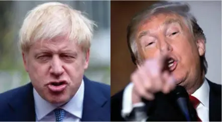  ?? © afp ?? Boris Johnson kan het net als Donald Trump niet laten zijn tegenstand­ers af te schilderen als landverrad­ers.