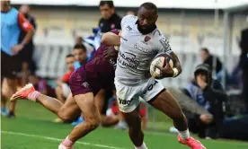  ??  ?? Toulon’s Semi Radradra will return to rugby league next year but like Sonny Bill Williams before him, looks to have the ability to make an impact in union as well. Photograph: Nicolas Tucat/AFP/Getty Images