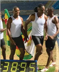  ??  ?? BACK TO BUSINESS . . . Zimbabwe sprinter Ngoni Makusha (pictured left) has set his sights on qualifying for this year’s Summer Olympic Games, together with his relay team (above). The four made it all the way to the World Relays Championsh­ips last year, and will be hoping to replicate that form this time around