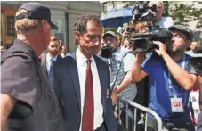  ?? EDUARDO MUNOZ ALVAREZ, GETTY IMAGES ?? Former Democratic Congressma­n Anthony Weiner exits federal court in Manhattan on Friday.