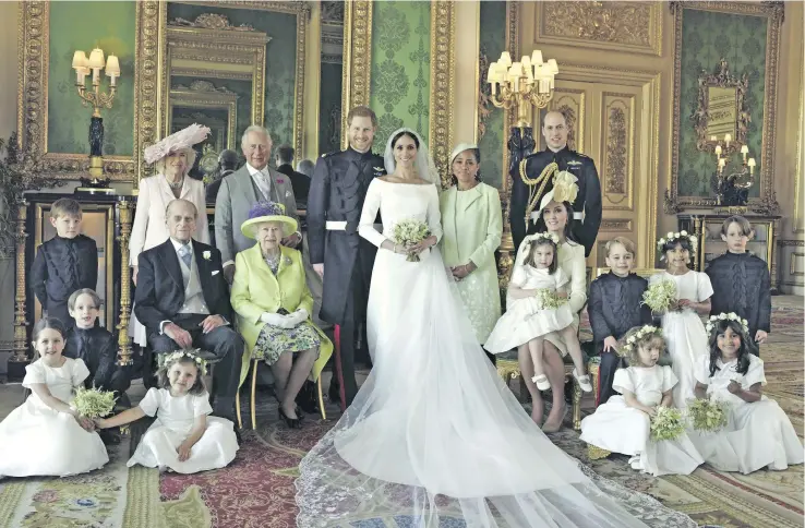  ??  ?? Prince Harry and Meghan Markle official royal wedding portrait, taken by photograph­er Alexi Lubomirski on Saturday, May 19