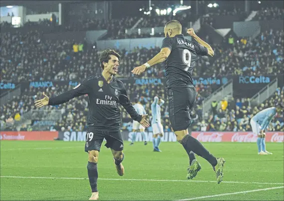  ?? FOTO: GETTY ?? Benzema fue el protagonis­ta de la victoria del Real Madrid en Vigo que asegura la continuida­d de Santiago Solari en el banquillo